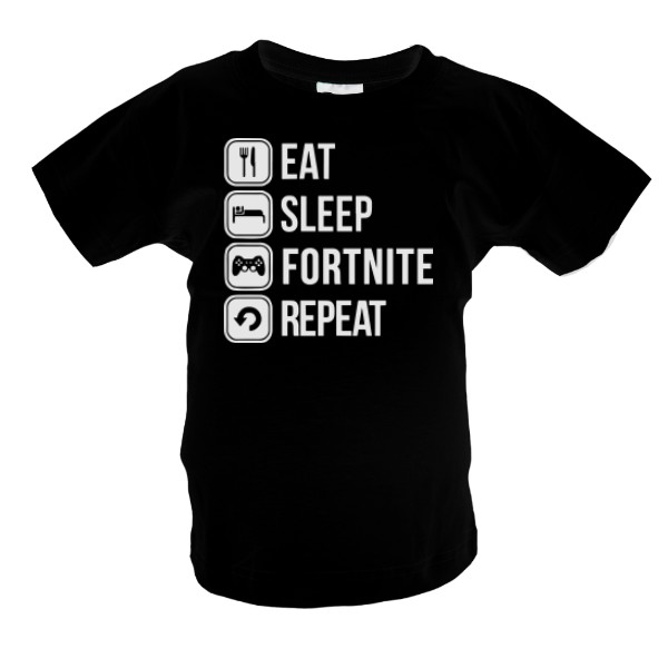 Tričko s potiskem EAT, SLEEP, FORTNITE DĚTSKÉ