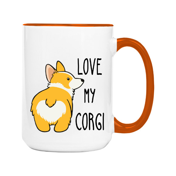 Hrnček veľký farebný s potlačou I Love My Corgi