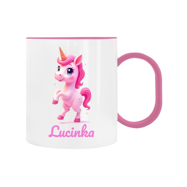 Detský hrnček plastový s potlačou Jednorožec s menom