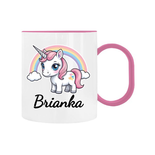 Detský hrnček plastový s potlačou Jednorožec s menom do škôlky