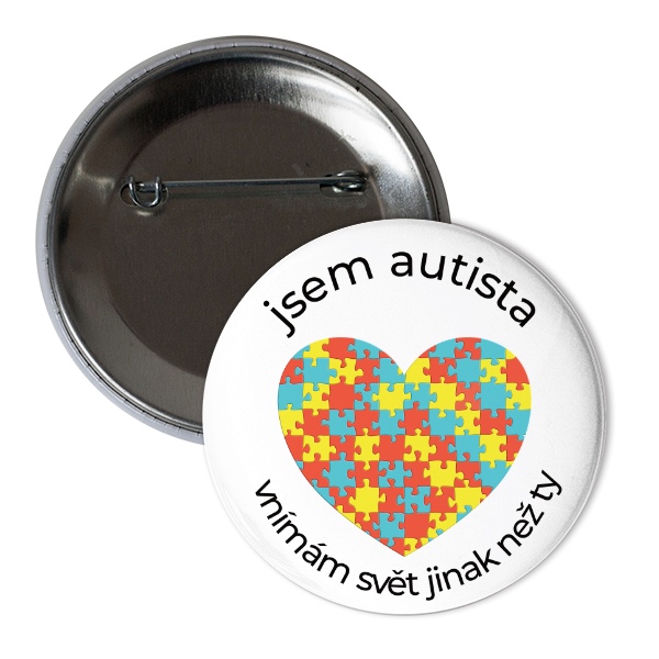 Odznáček s potiskem Jsem autista CZ