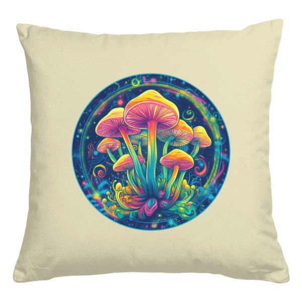 Vankúš bavlnený s potlačou Lisohlávky Hubky vankúš