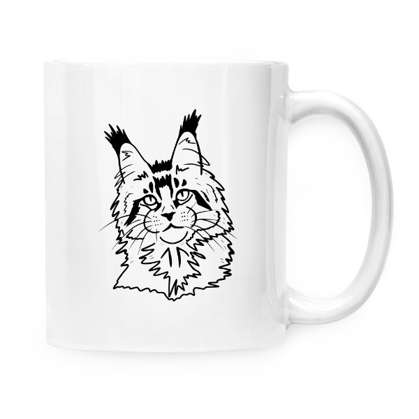 Hrnček malý biely s potlačou Mainská mývalia mačka