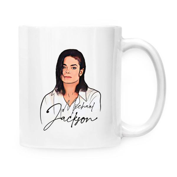 Hrnček malý biely s potlačou Michael Jackson
