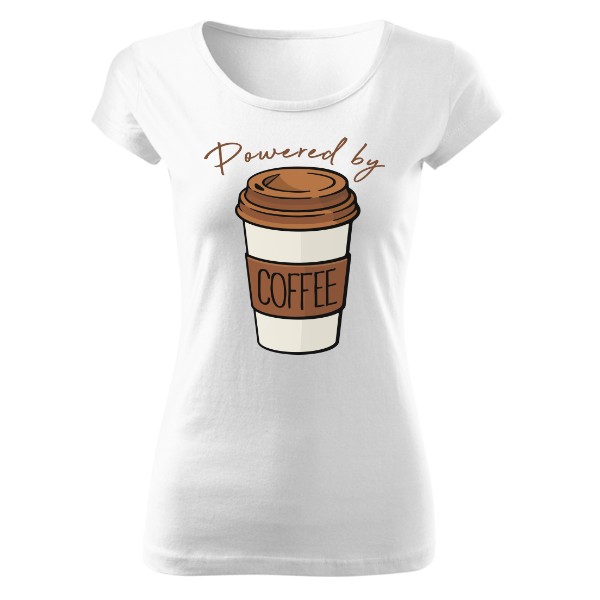 Tričko s potlačou Mom is powered by coffee