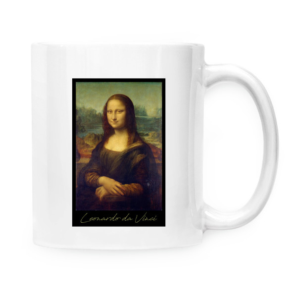 Hrnček malý biely s potlačou Mona Lisa