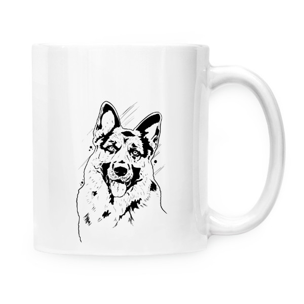Hrnček malý biely s potlačou Nemecký ovčiak