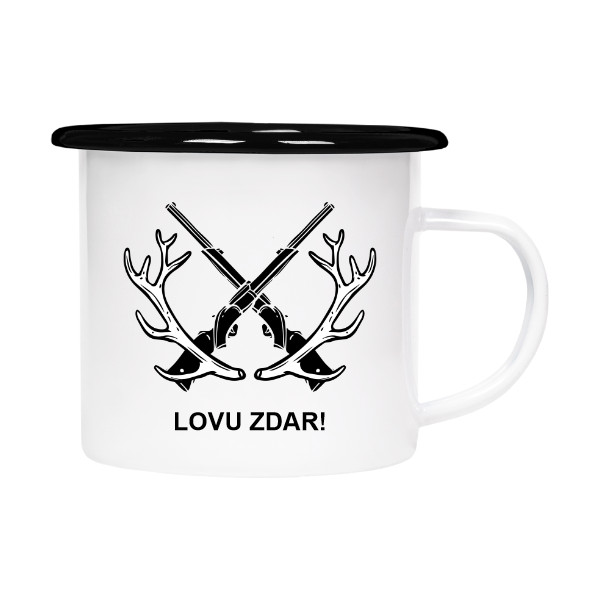 Plecháčik- smaltový lem s potlačou Plecháček - Lovu zdar