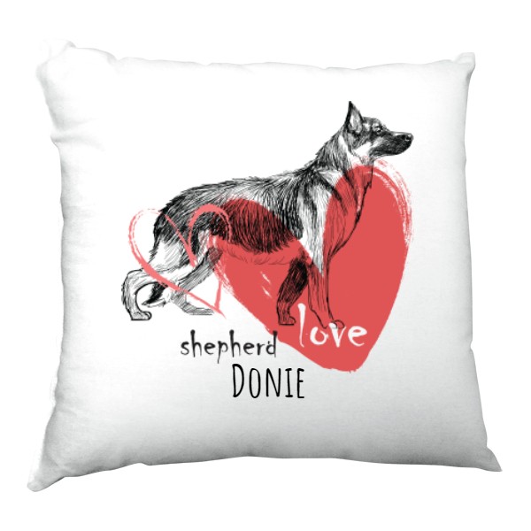 Vankúš saténový s potlačou Shepherd Love