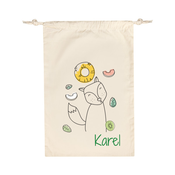 Bavlnené vrecúško s potlačou Desiatové vrecúško Lišák