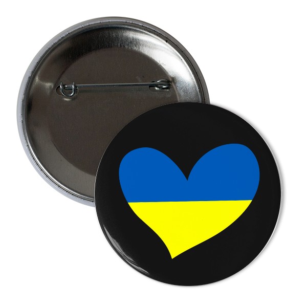 Button s potiskem Ukraine heart